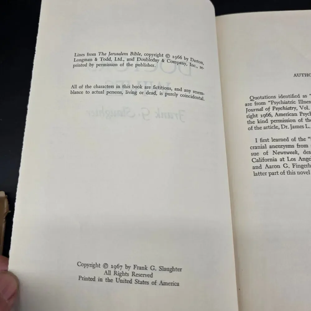 Doctors' Wives Frank G. Slaughter 1967 Hardcover Medical Fiction Novel